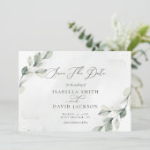 Save The Date Grange Rustique au Eucalyptus Botanique Vert Sauge (Debout devant)