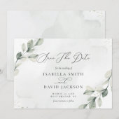 Save The Date Grange Rustique au Eucalyptus Botanique Vert Sauge (Devant / Derrière)