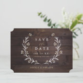 Save The Date Grange Rustique Bois Bohème Floral Campagne (Debout devant)