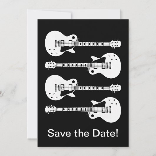 Save The Date Graphique de guitares électriques en blanc (Devant)
