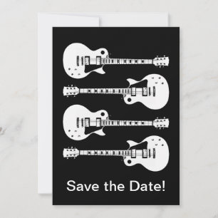 Save The Date Graphique de guitares électriques en blanc