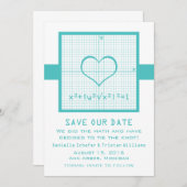 Save The Date Graphique de mathématiques cardiaques turquoises E (Devant / Derrière)