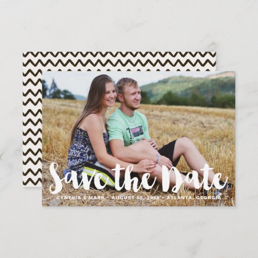 Save The Date Gras blanc de la photo Enregistrer la date (Devant / Derrière)