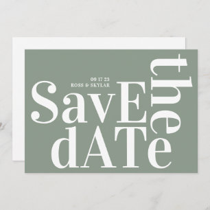 Save The Date Gras blanc vert Sage Simple