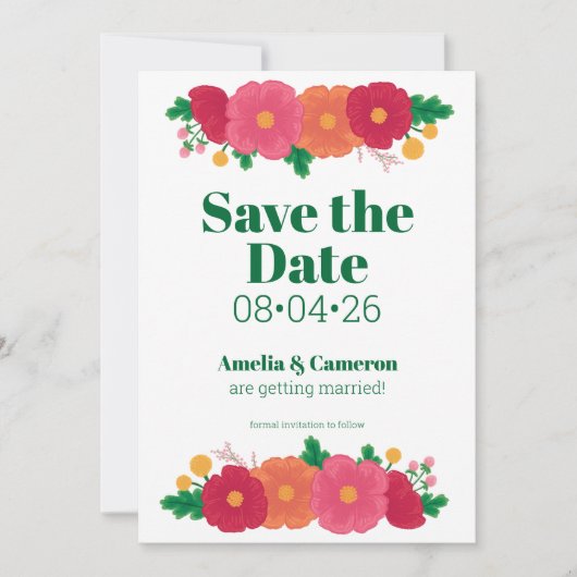 Save The Date Gras Blooms Mariage Enregistrer la date (Devant)