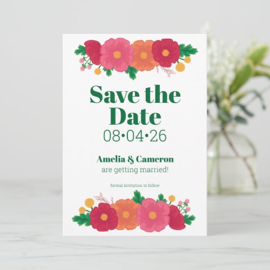 Save The Date Gras Blooms Mariage Enregistrer la date (Debout devant)