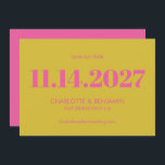 Save The Date Gras Bright rose et jaune typographie moderne<br><div class="desc">Gras Bright rose et jaune typographie moderne Enregistrer la date</div>