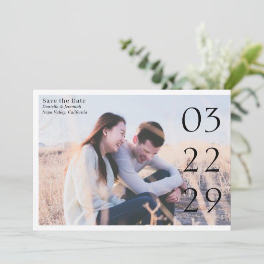 Save The Date Gras Date Clean Minimal Élégant Mariage moderne (Debout devant)