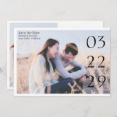 Save The Date Gras Date Clean Minimal Élégant Mariage moderne (Devant / Derrière)