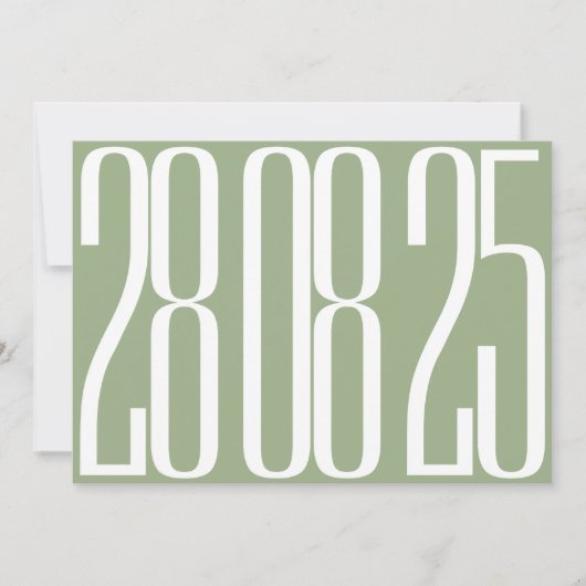 Save The Date Gras Date Sage Vert Blanc Ultra Moderne Mariage (Devant)