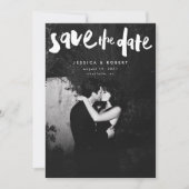 Save The Date Gras Edgy Modern Brush Script Mariage photo (Devant)