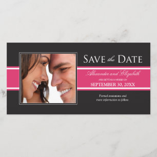Save The Date Gras Fuchsia Stripe Enregistrer la date de l'annon