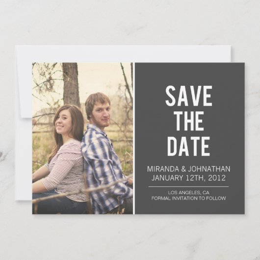 Save The Date Gras Gris Photo Enregistrer La Date Annonces (Devant)