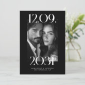 Save The Date Gras moderne Big Mariage Date Black Photo QR Code (Debout devant)