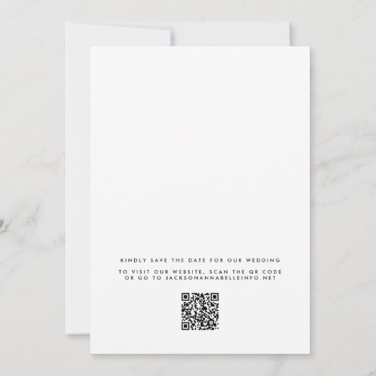 Save The Date Gras moderne Big Mariage Date Black Photo QR Code (Dos)