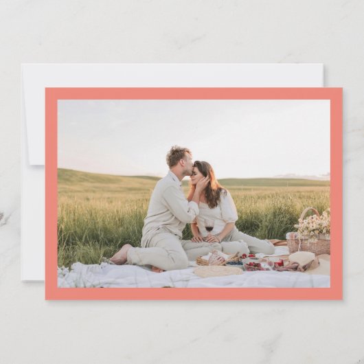 Save The Date Gras moderne Coral rose Mariage photo (Dos)