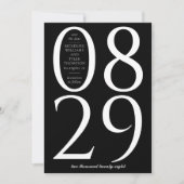 Save The Date Gras moderne grande date sur Arrière - plan noir (Devant)