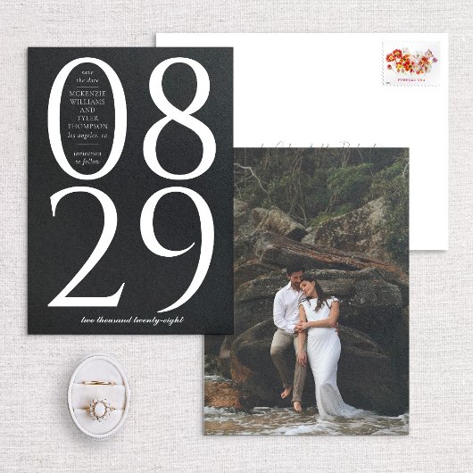 Save The Date Gras moderne grande date sur Arrière - plan noir