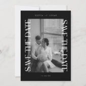 Save The Date Gras moderne Mariage noir photo (Devant)