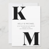Save The Date Gras Monogramme Noir Initiales Mariage photo moder (Devant)
