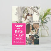 Save The Date Gras Pink Typographie Photo Collage Enregistrer La (Debout devant)