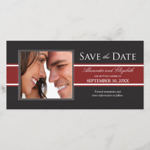 Save The Date Gras Red Stripe Enregistrer la date de l'annonce