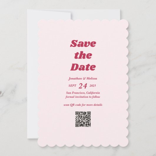 Save The Date Gras Retro Chic Viva Magenta Pink Code QR Mariage (Devant)