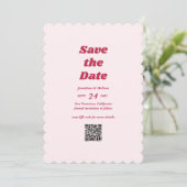 Save The Date Gras Retro Chic Viva Magenta Pink Code QR Mariage (Debout devant)