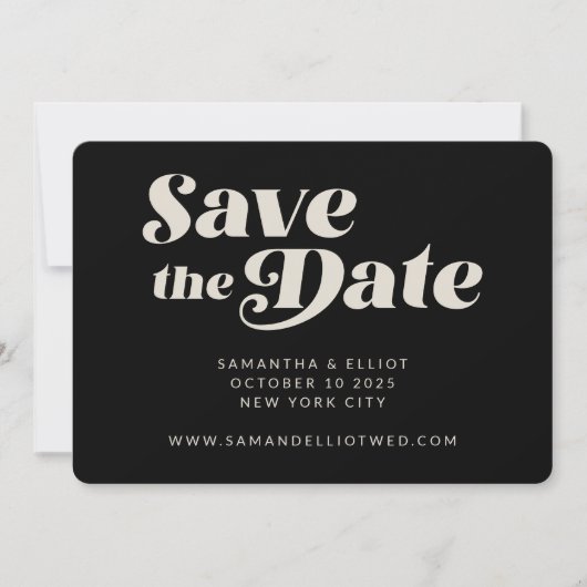 Save The Date Gras Retro Typographie Noir Blanc Mariage élégant (Devant)