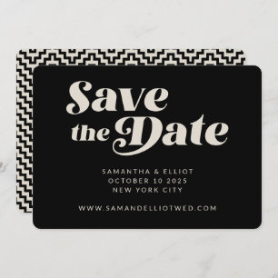 Save The Date Gras Retro Typographie Noir Blanc Mariage élégant