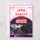 Save The Date Gras Retro Typographie rose rouge vibre PHOTO (Dos)