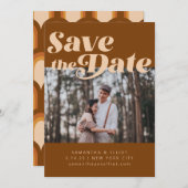Save The Date Gras Retro Typographie Super Brown Photo Mariage (Devant / Derrière)