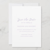 Save The Date Gras Script Lilac Photo Mariage élégant (Devant)