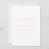 Save The Date Gras Script Peach Photo Mariage élégant (Devant)