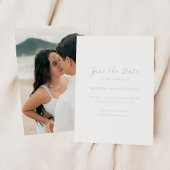 Save The Date Gras Script Poudre Bleu Photo Mariage élégant