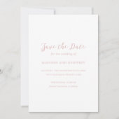 Save The Date Gras Script rose Photo Mariage élégant (Devant)
