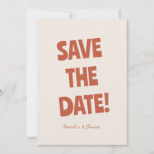 Save The Date Gras simple brillant Funky rétro Mariage unique (Devant)