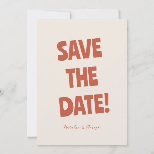 Save The Date Gras simple brillant Funky rétro Mariage unique (Devant)