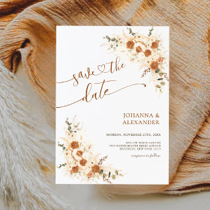 Save The Date Gras Terracotta Boho Bohemian QR Code Mariage