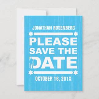 Save The Date Gras Type Bar Mitzvah Enregistrer la date en bleu