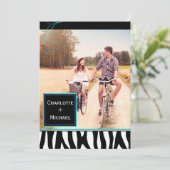 Save The Date Gras Zebra Pattern Mariage Photo Enregistrer la da (Debout devant)