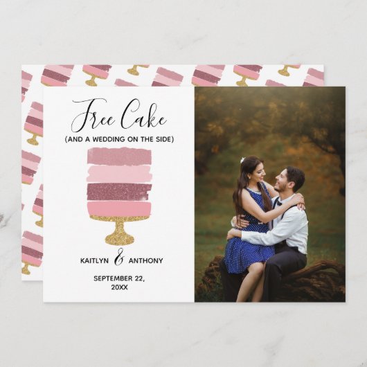 Save The Date Gratuit Gâteau Amusant Photo Moderne Mariage Enreg (Devant / Derrière)
