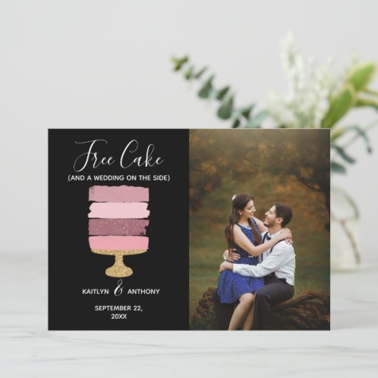 Save The Date Gratuit Gâteau Amusant Photo Moderne Mariage Enreg (Debout devant)
