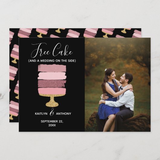 Save The Date Gratuit Gâteau Amusant Photo Moderne Mariage Enreg (Devant / Derrière)