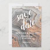 Save The Date Gray agate geode cristal enregistrer la date rose  (Devant)