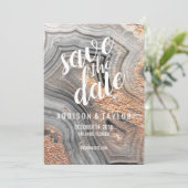 Save The Date Gray agate geode cristal enregistrer la date rose  (Debout devant)
