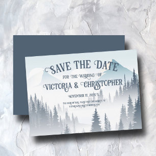 Save The Date Gray Mountain Fog Forest Wilderness Winter