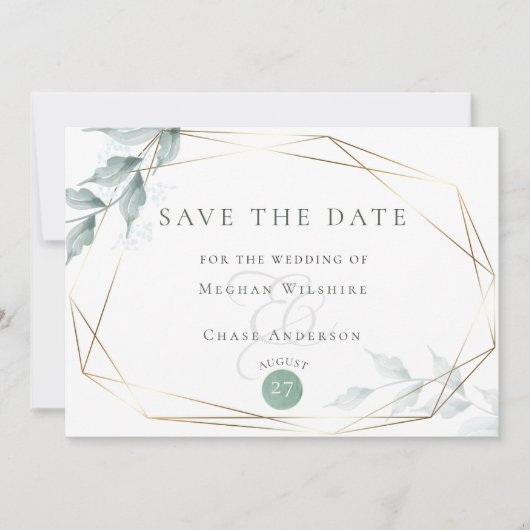 Save the date | Grayed Jade Green Botanical (Devant)