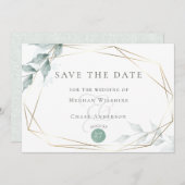 Save the date | Grayed Jade Green Botanical (Devant / Derrière)