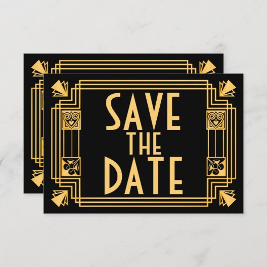 Save The Date Great Gatsby 1920 Mariage Art Déco Enregistrer la (Devant / Derrière)